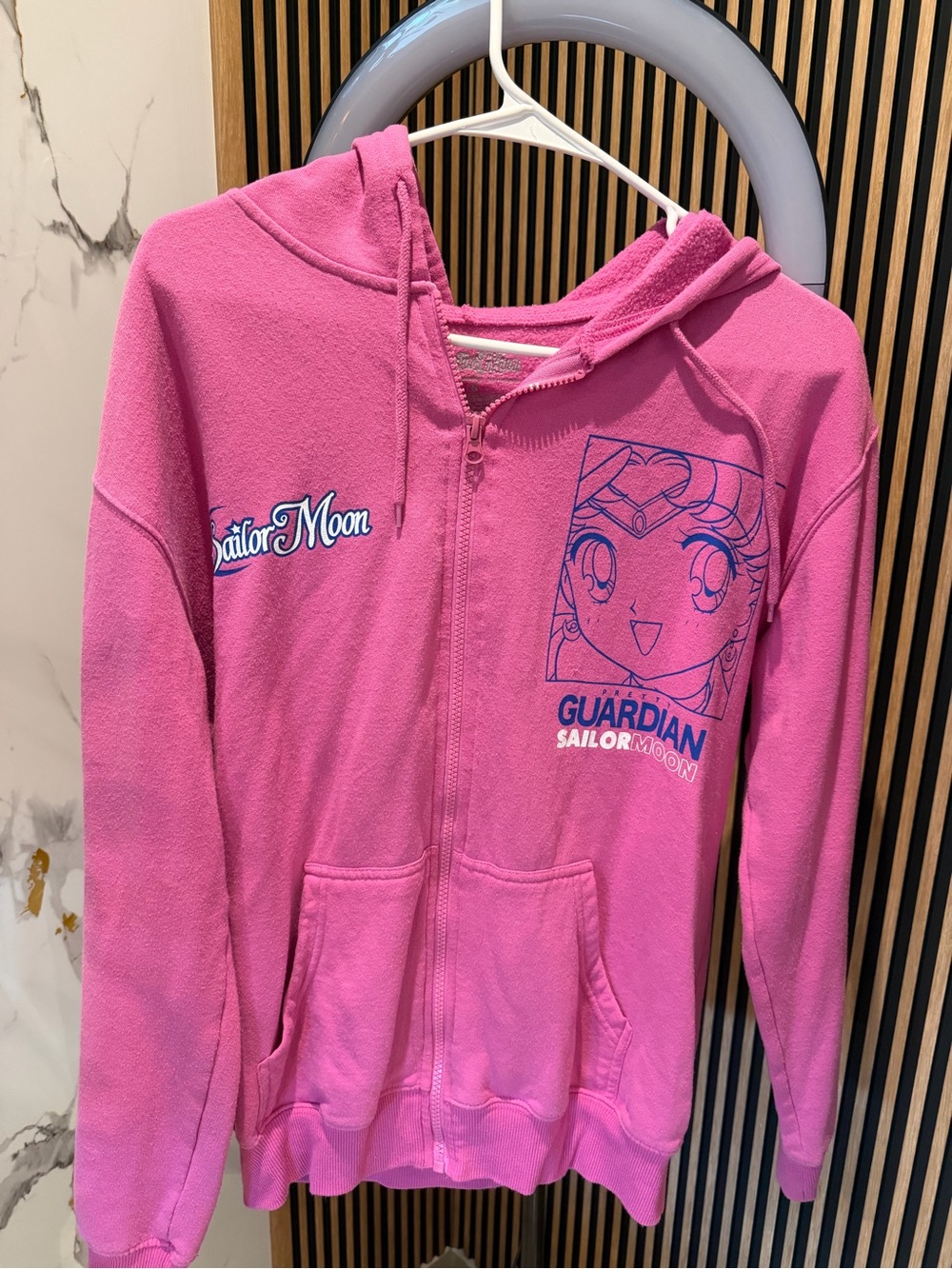 Sailor Moon Pink Zip Up Hoodie Guardian Anime Size S - Picture 1 of 5